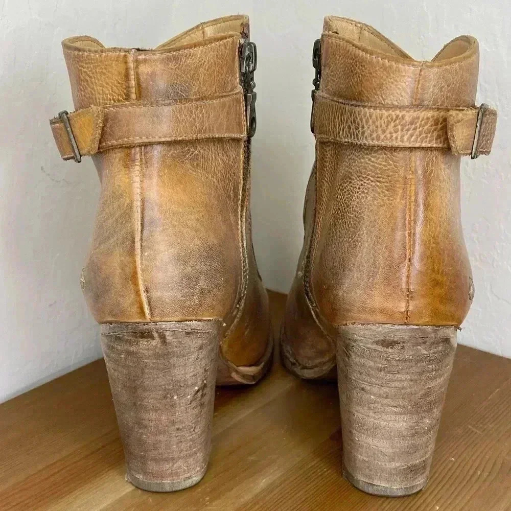 NEW BED STU Isla Tan Rustic Leather Booties Size 6 - Picture 8 of 10